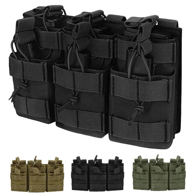 Pochette universelle Triple pour magazines, porte-munitions Double couche Compatible Molle pour plates-formes M4/M16, M14, AK, AR