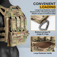 IDOGEAR sac à dos tactique fermeture éclair sur panneau arrière Support Quad Mag YKK fermeture éclair sac de Support polyvalent pour gilet de chasse 35141