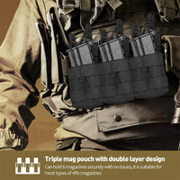 Pochette universelle Triple pour magazines, porte-munitions Double couche Compatible Molle pour plates-formes M4/M16, M14, AK, AR