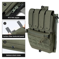 IDOGEAR sac à dos tactique fermeture éclair sur panneau arrière Support Quad Mag YKK fermeture éclair sac de Support polyvalent pour gilet de chasse 35141